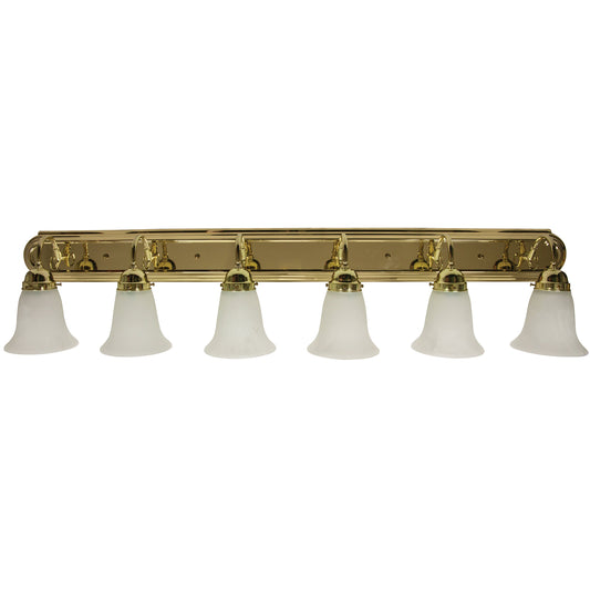 Sunlite 45485 48-Inch Traditional Vanity Light, Classic Decorative Wall Sconce, Bell-Shaped Alabaster Glass, 6 60W A19 Bulbs (Not Included), Above