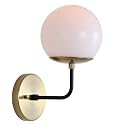 SAFAVIEH SCN4017A Lighting Cayden Brass Gold and Black Wall (LED Bulb Included) Sconce, White