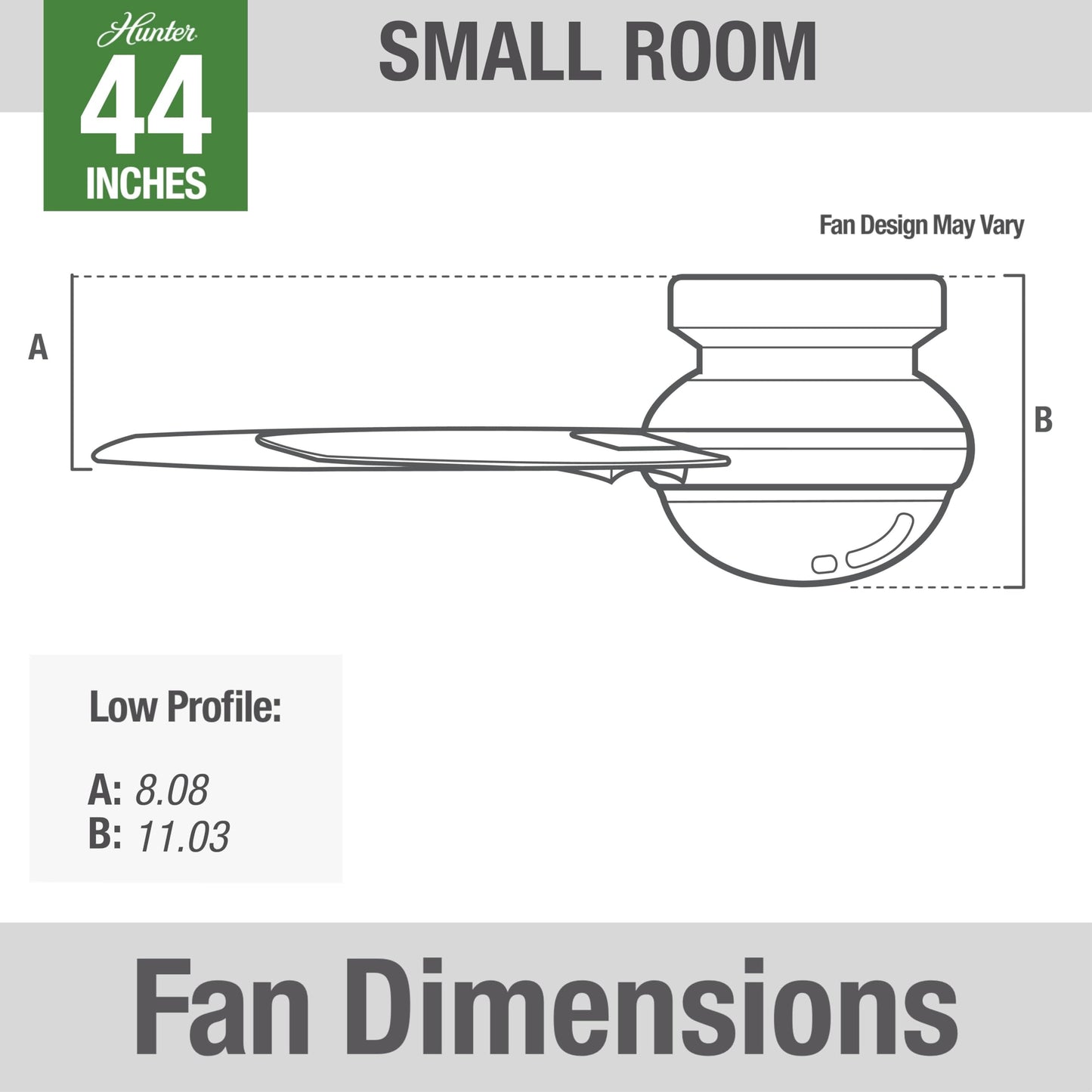Hunter Fan 44 inch Indoor Ceiling Fan with Light, White Modern Ceiling Fan with Remote, 4 Blades for Kids Room, Bedroom, Office or Kitchen (Renewed)