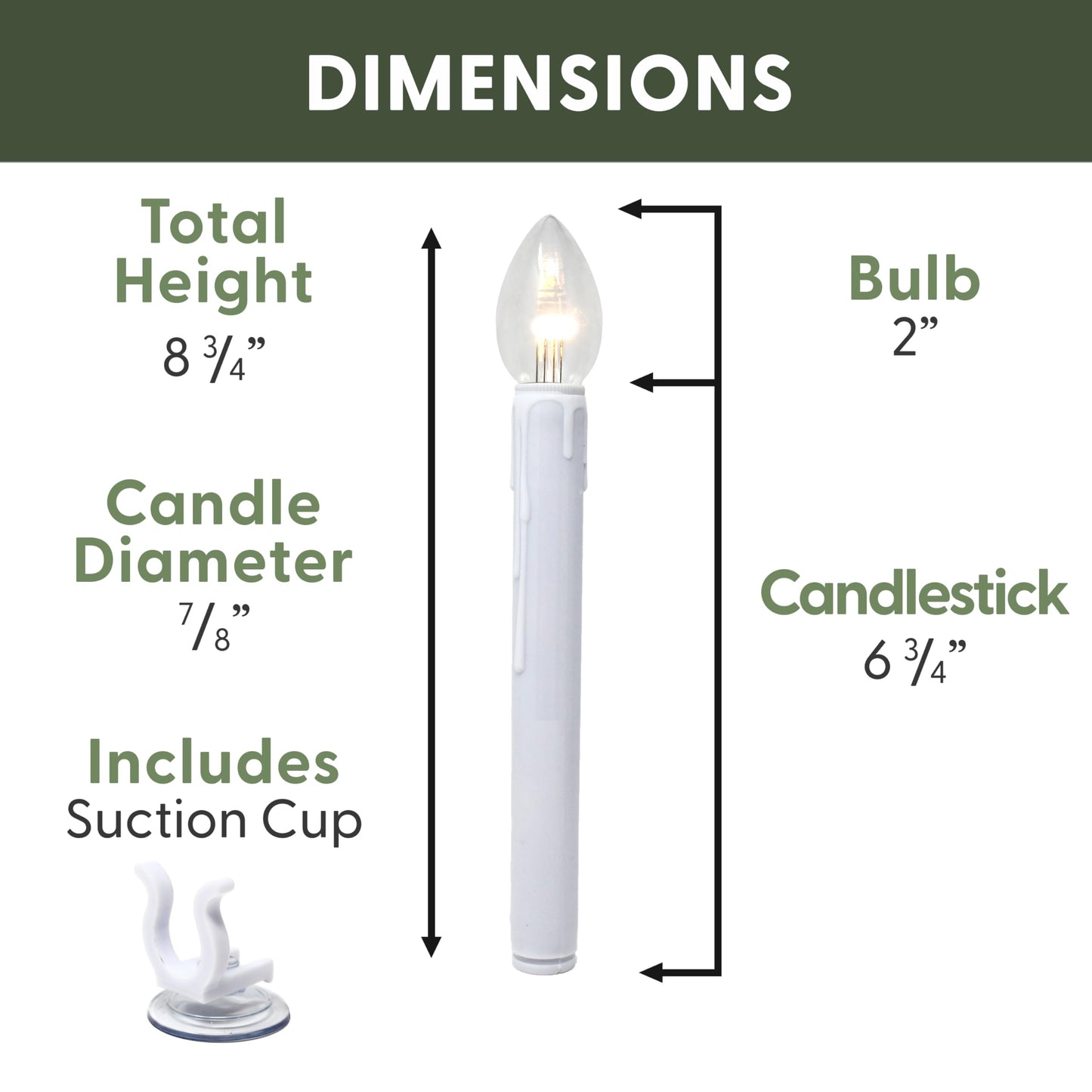 612 Vermont Ultra-Bright Battery Operated LED Window Candles with Timer and Suction Cups, Plastic Shatterproof Bulbs (VT-9134-R4-W, Pack of 4)