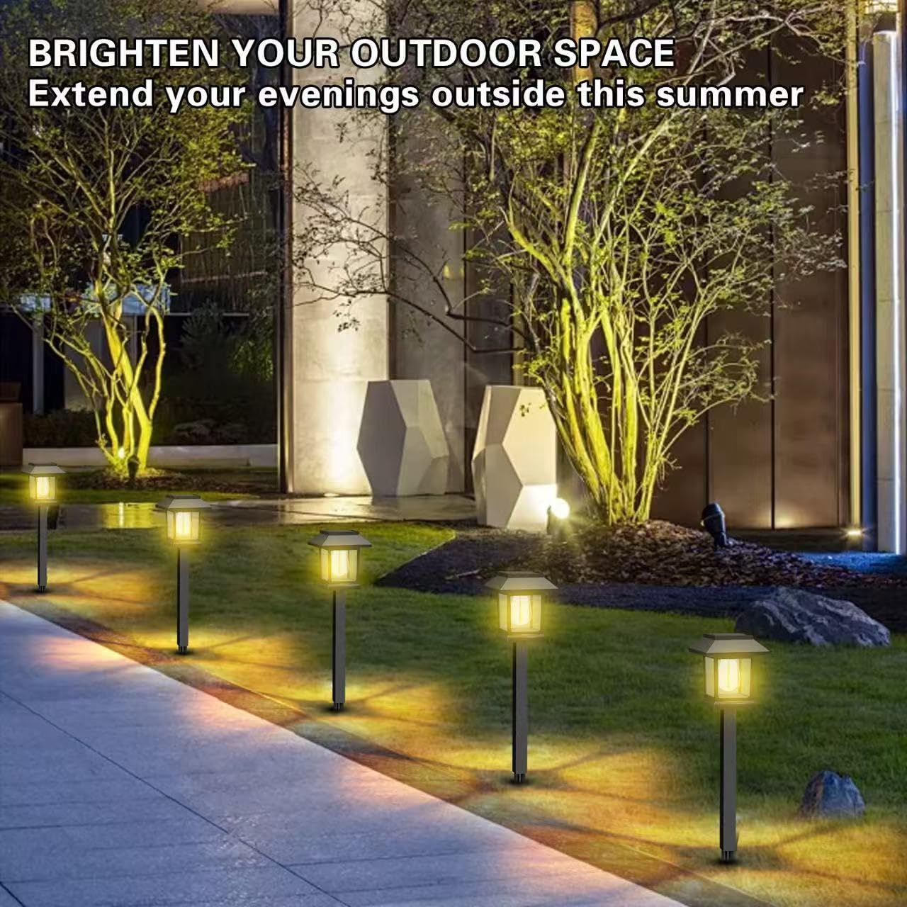Solar Pathway Lights , 4Pack Upgraded Brighter Solar Garden Lights Garden decor, Up To 10 Hours Outdoor Solar Lights for Yard Landscape Lighting Path