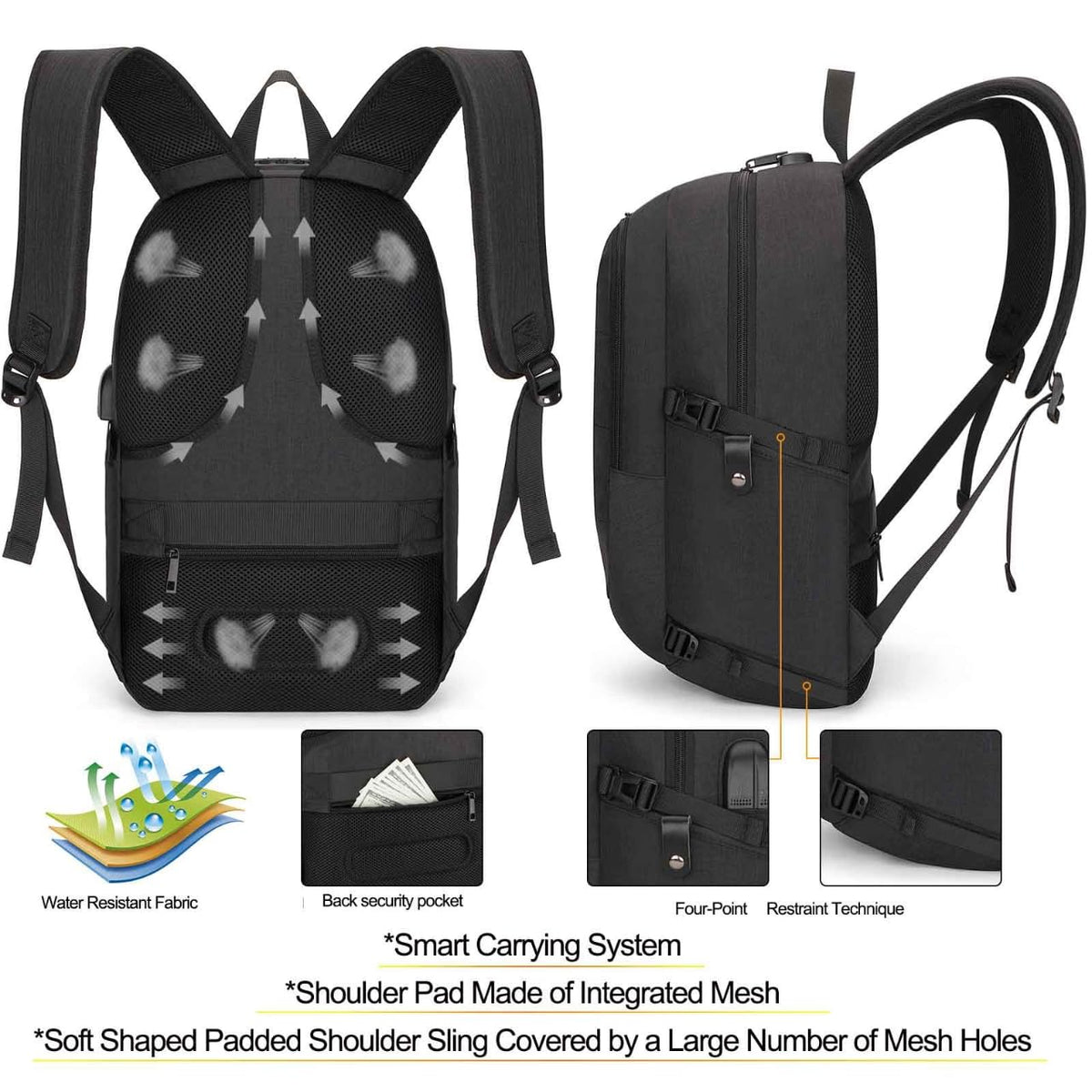 Tzowla Travel Laptop Backpack Water Resistant Anti-Theft Bag with Lock