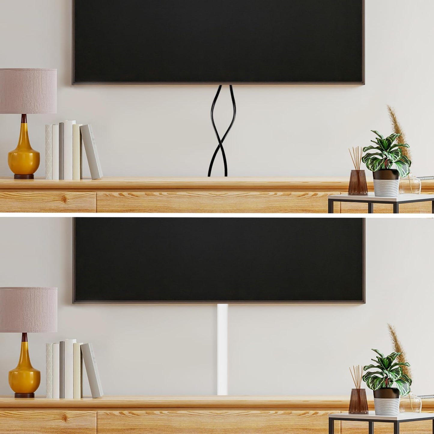 TV Cord Hider - Flexible Wall Cord Cover Low Profile Silicone Cable Raceway Self Adhesive Cut to Size Design for Hiding Wires on Wall Clean Home Setup