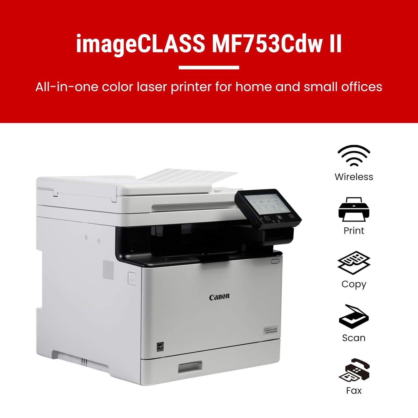 Canon Color imageCLASS MF753Cdw II - Wireless Duplex Laser Printer, All-in-One with Scanner, Copier, Fax, Auto Document Feeder, 3 Year Limited