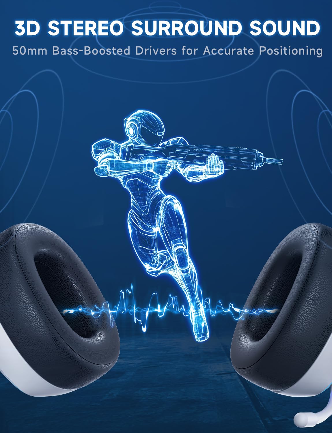 Gvyugke 2.4GHz Wireless Gaming Headsets for PS5, PS4, PC, Switch - Bluetooth 5.3 Gaming Headphones with Noise Canceling Mic, 7.1 Surround Sound, 70H
