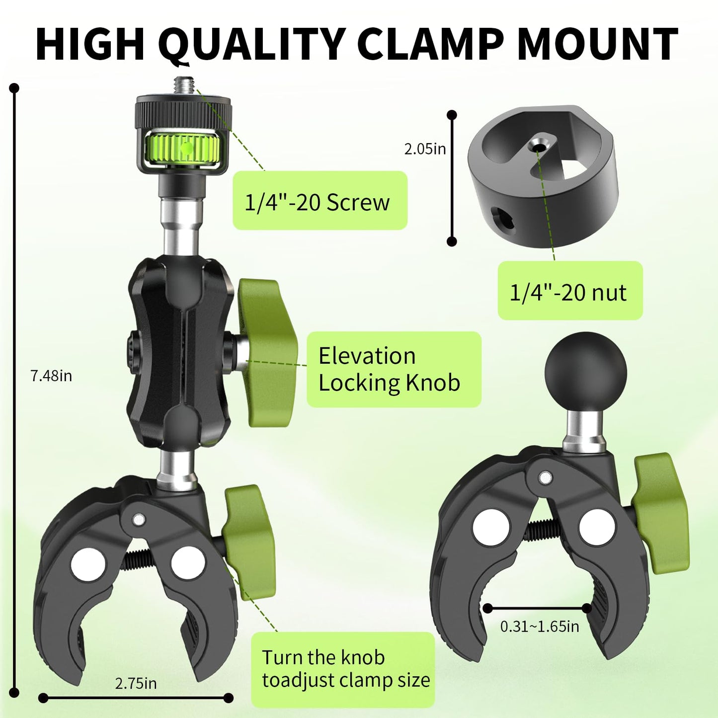 Starlink Mini Mount,Adjustable Clamp Mount with 1/4" Tripod Adapter Compatible 2024 & 2025 Starlink Mini Pipe Adapter,Wind & Vibration Proof for RV
