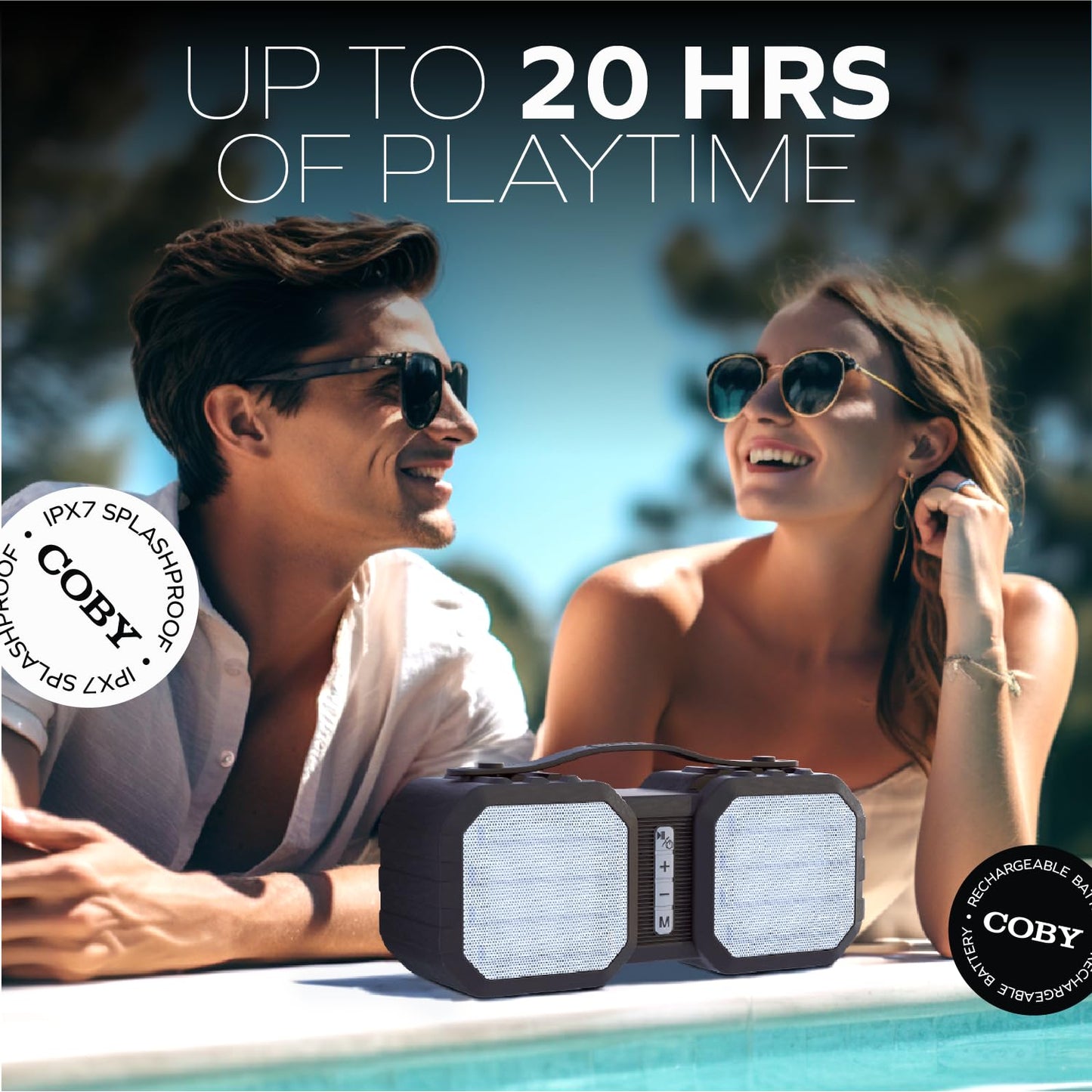 Coby Ranger Portable Bluetooth Speaker, 10W Wireless Waterproof IPX5 Speaker with FM Radio, AUX & TF Card Input, Rechargeable 7 Hour Playtime, Outdoor