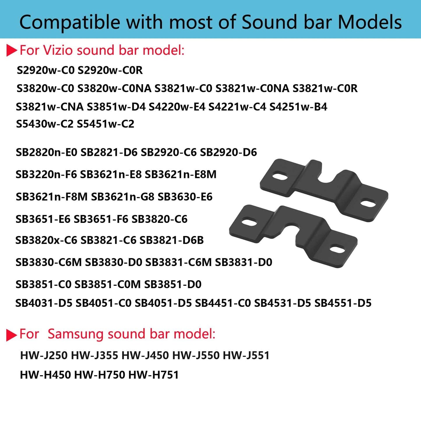 Vdsvksd Sound Bar Mounting Bracket,SoundBar Wall Mount Brackets for Vizio Soundbar Mounted Under or Above TV,Fits Most of Sound Bars,Soundbars Mounts