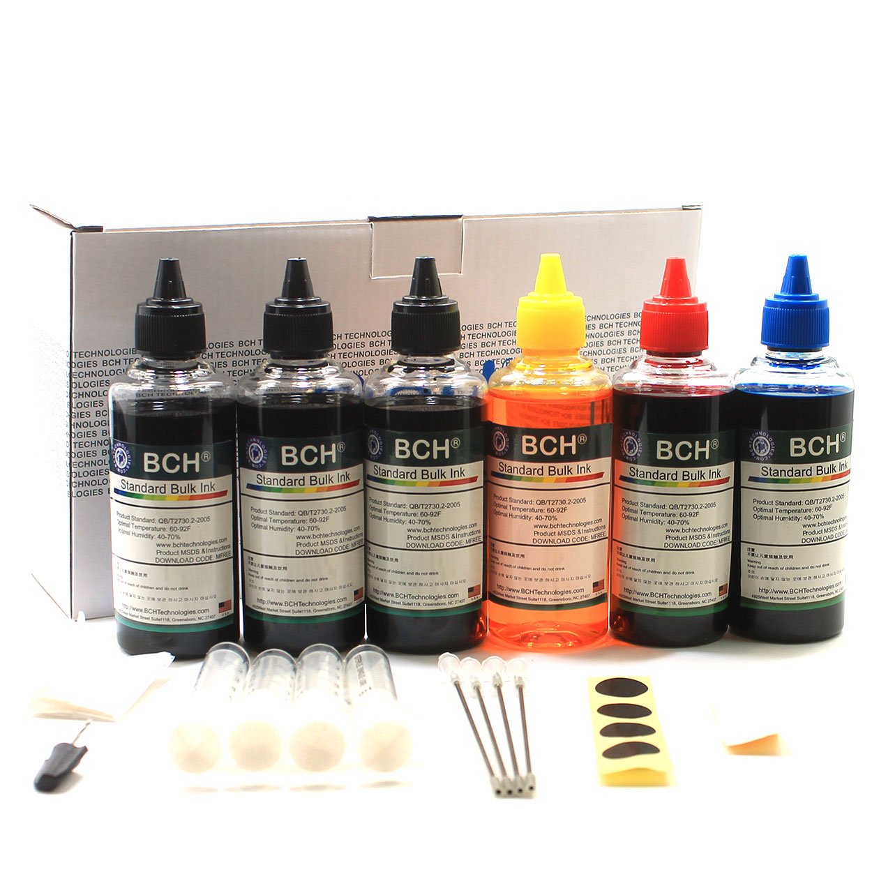 BCH Standard Printer Refill Ink Kit - 600ml Bulk Dye Ink (3X Black, Cyan, Magenta, Yellow) - UV-Resistant, Vivid Colors - Compatible with HP, Epson