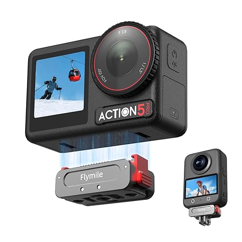 BRDRC Action 5 Pro Magnetic Quick Release Adapter Mount, Aluminum Alloy Expansion Base with 1/4 Screw Hole for Go Pro Adapter Compatible with DJI Osmo