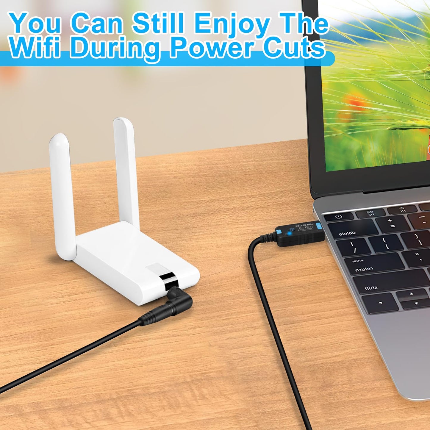 FARSENSE USB to DC 5V Power Cord, Universal DC 5.5x2.1mm Barrel Plug Charging Cable(3FT) with 10 Connector Tips,USB to Barrel Plug 5V Power Cable