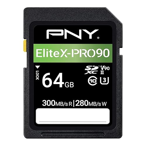PNY 64GB EliteX-PRO90 UHS-II SDXC Memory Card - R300MB/s W280MB/s, U3, V90, 8K UHD, Full HD, UHS-II for Professional Photographers & Content Creators