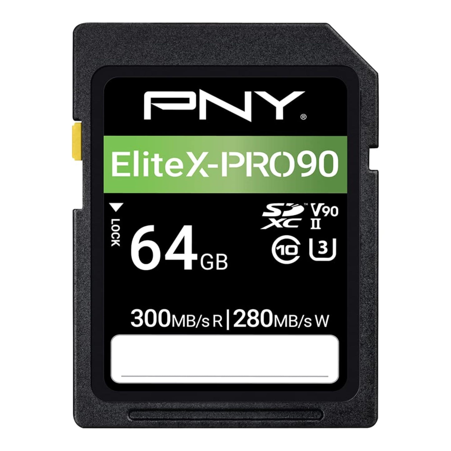 PNY 64GB EliteX-PRO90 UHS-II SDXC Memory Card - R300MB/s W280MB/s, U3, V90, 8K UHD, Full HD, UHS-II for Professional Photographers & Content Creators