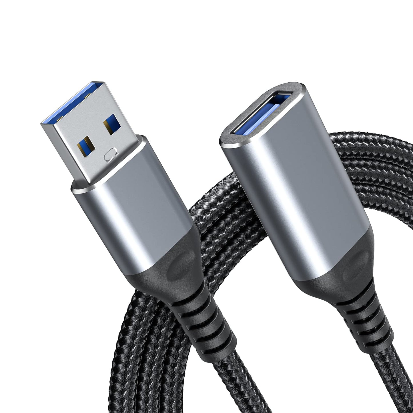 ZIYUETEK 20 ft USB 3.0 Extension Cable with USB C Adapter, Nylon Braided, for Webcam, Camera, Phone, Mouse, Keyboard, Printer and More