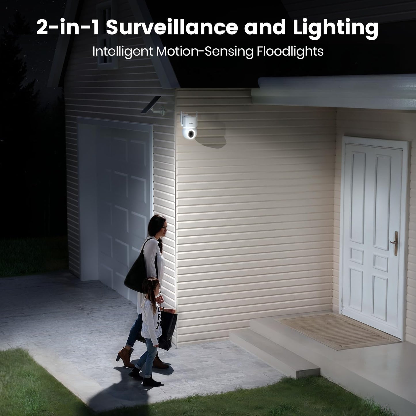 AOSU Solar Security Cameras Wireless Outdoor - 3K 5MP Home Security Camera, 360° Panoramic View, 400-Lumen Floodlight Camera, Color Night Vision, WiFi