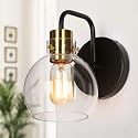 classy leaves Wall Sconces, 1-Light Black Bathroom Light Fixtures with Electroplated Gold Brass Socket, Farmhouse Black and Gold Sconces Wall