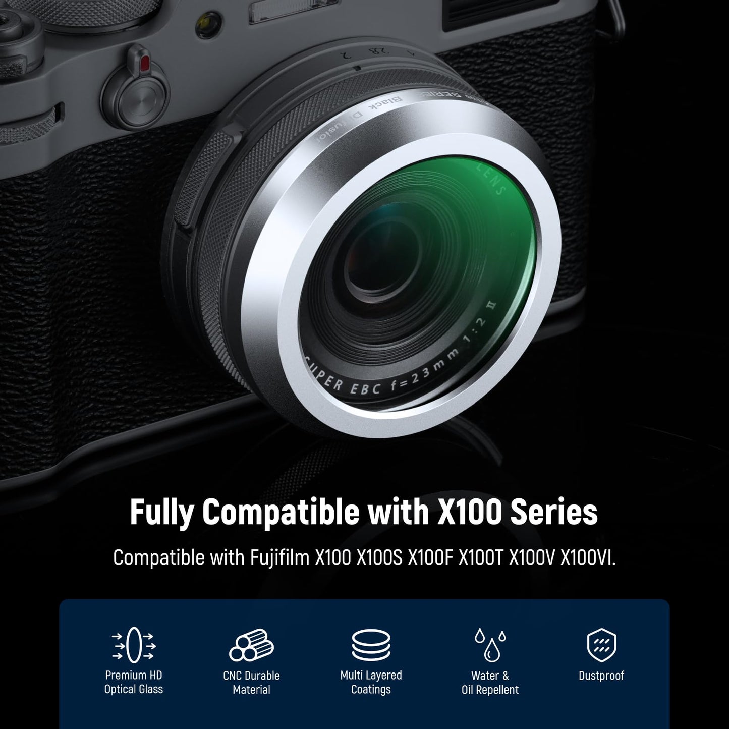NEEWER Black Diffusion 1/4 Filter, Dreamy Cinematic Effect Lens Filter for X100 Series Cameras, Multi Coated Optical Glass, for Fujifilm X100 X100S