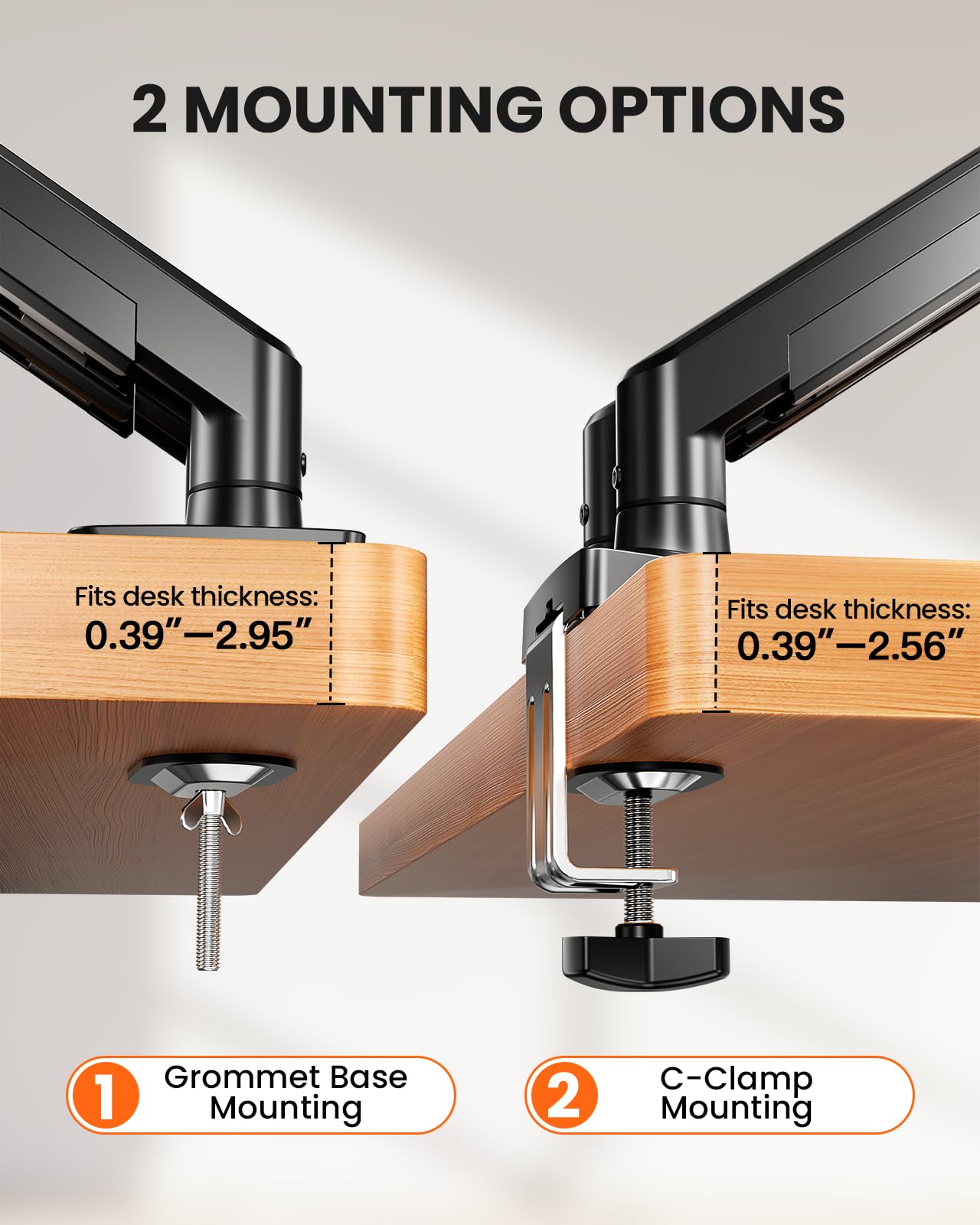 ErGear Dual Monitor Arm, Full Adjustable Monitor Mount for 13-32? Screens, Fast Install Computer Monitor Stand with Tool-Free VESA Mount, Max Load