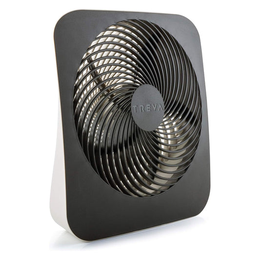 Treva 10 in Portable Fan Battery or AC Powered 2-Speed Desk Fan Black