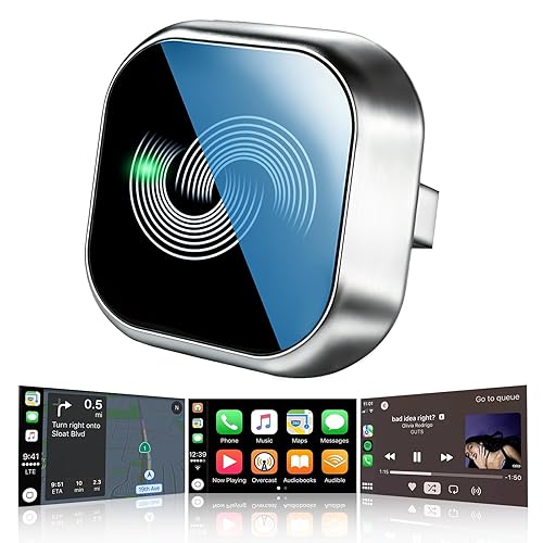 Wireless CarPlay Adapter for iPhone, 2-in-1 Wireless Car Play & Android Auto Adapter, 3X Fast Stable Connection-No Latency from iOS 10+, Wide