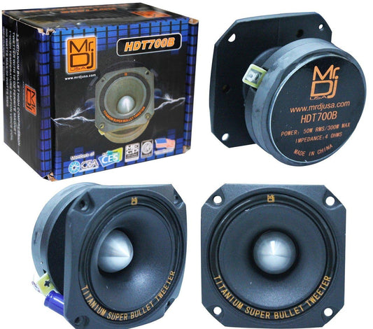 2 Mr. Dj HDT700B 3.5-Inch Titanium Bullet High Compression Tweeter for Car, Van, ATV, UTV, Marine, Boat, Motorcycle, Motorsports, and Competition