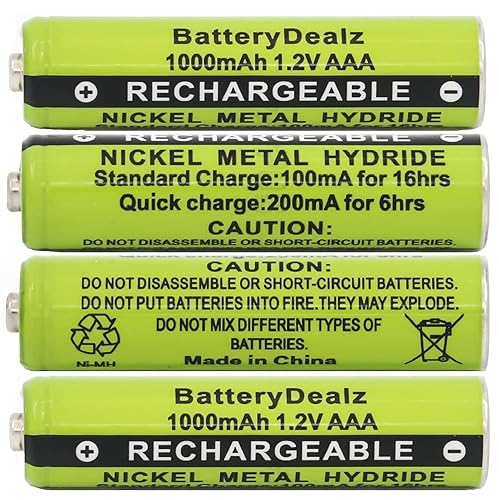 BatteryDealz 1.2V NiMH AAA Rechargeable Batteries Compatible with Panasonic Cordless Telephones (4-Pack)