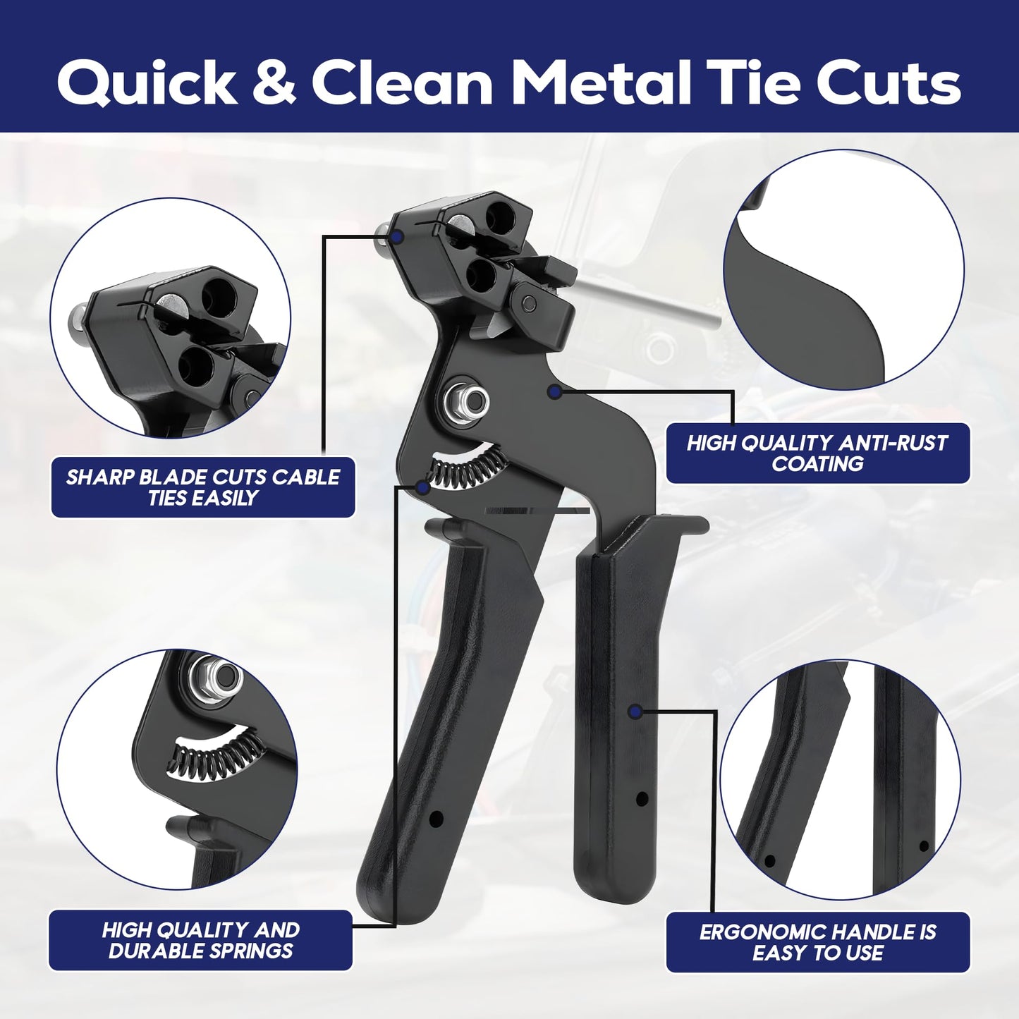 Stainless Steel Cable Tie With Gun 100 PCS 11.8" Metal Zip Ties, Heavy Duty Self-Locking Tool for Fastening & Cutting, Outdoor Fence & Pipe Organizer
