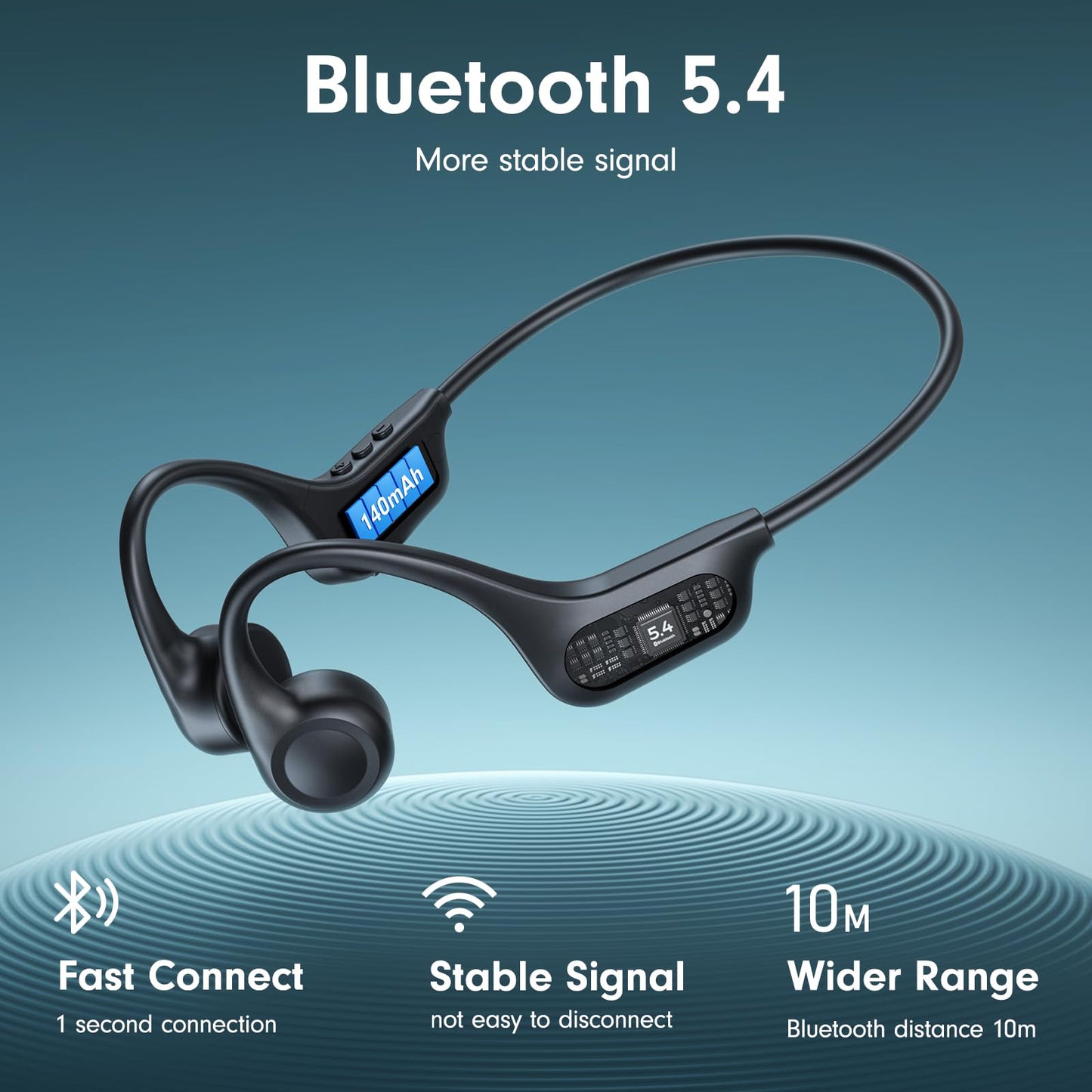 Soynoen Bone Conduction Headphones, Open Ear Headphones Bluetooth 5.4 with Mic, 8H Playtime,Bone Conduction Earbuds IP56 Waterproof for Cycling…