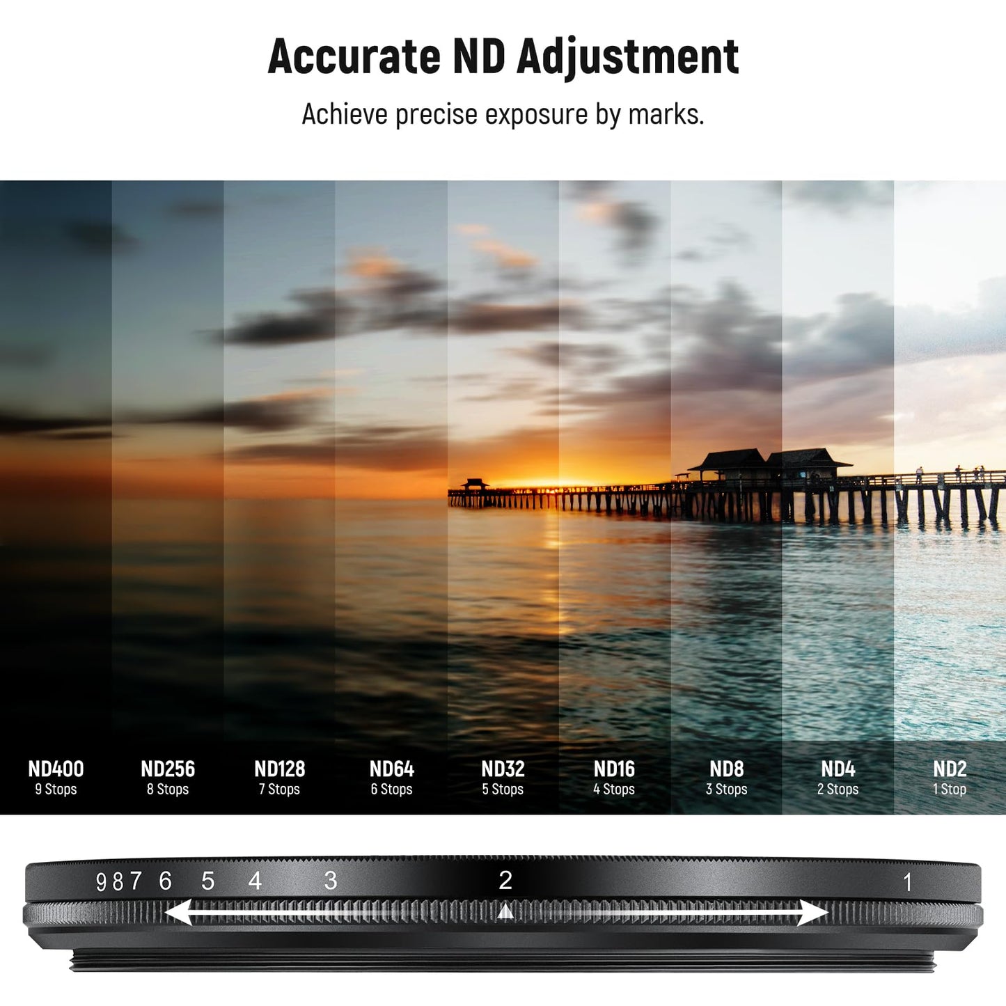 NEEWER 58mm Variable ND & Black Diffusion 1/4 Filter Set, 2 Pack Multicoated Optical Glass Neutral Density ND2-400 & Dreamy Soft Cinematic Effect