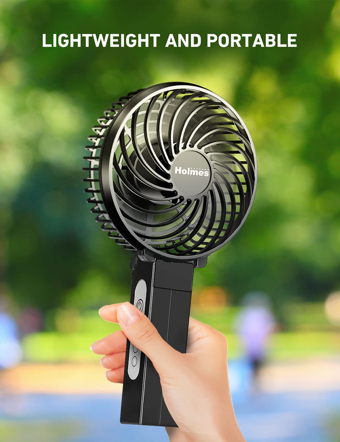 HOLMES 4" Portable, Handheld, Personal or Desk Fan, 3 Speeds, Rechargeable battery, USB-C Charging Cable, 180° Adjustable Head, Lightweight, Compact