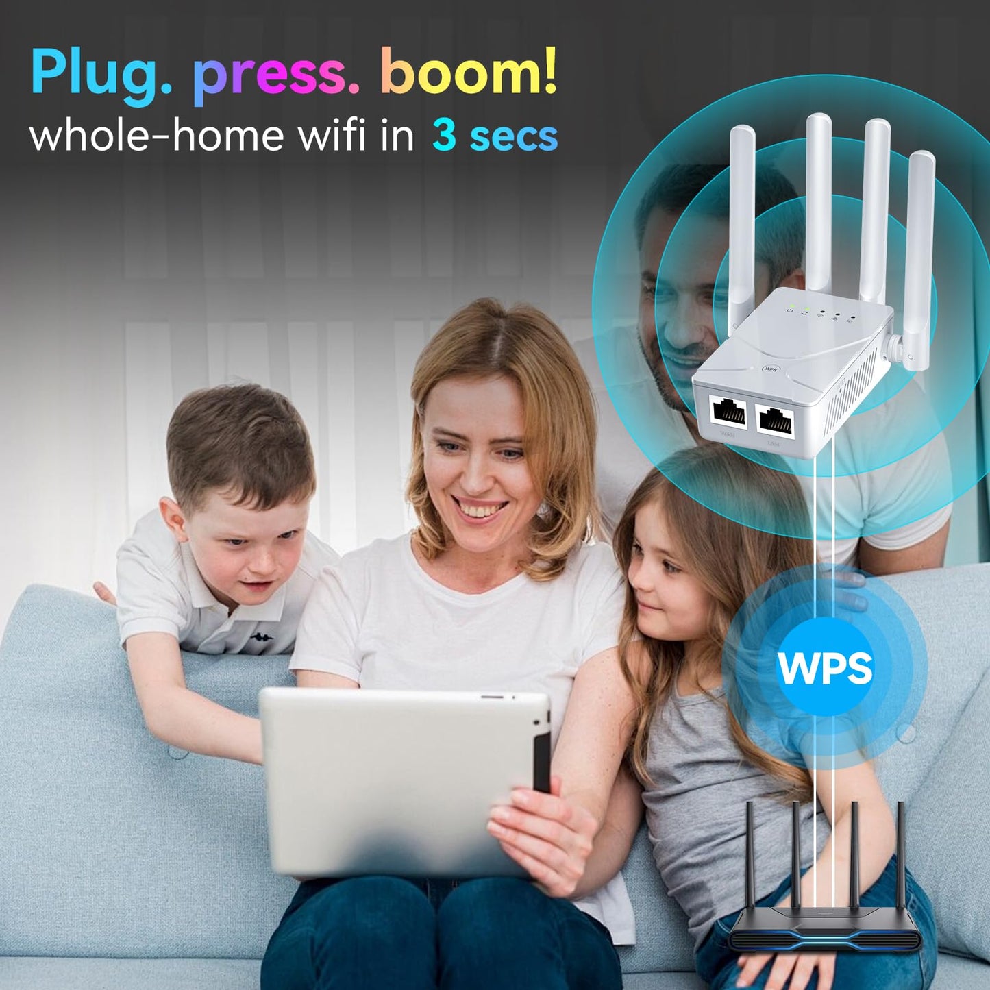 2026 WiFi Extender Signal Booster for Home - Up to 15555 sq.ft Internet Repeater Long Range Covers Up to 68+ Devices, WiFi Booster and Signal