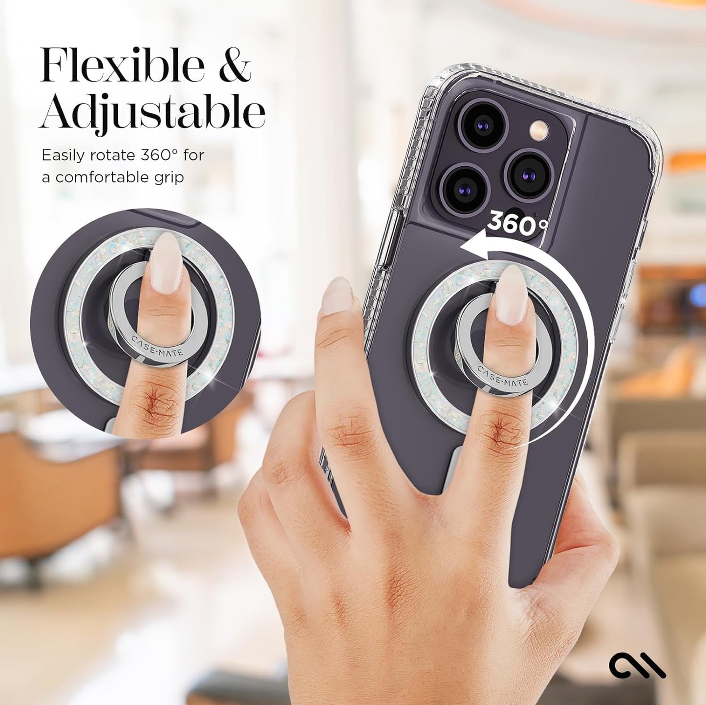 Case-Mate Magnetic Phone Grip & Ring Stand -MagSafe Holder -Twinkle Diamond