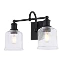 VAXCEL Northbrook 2-Light 16 in. Wide Matte Black Traditional Bathroom Vanity Lighting Fixture, Clear Seeded Glass Shade, Dimmable, LED Compatible