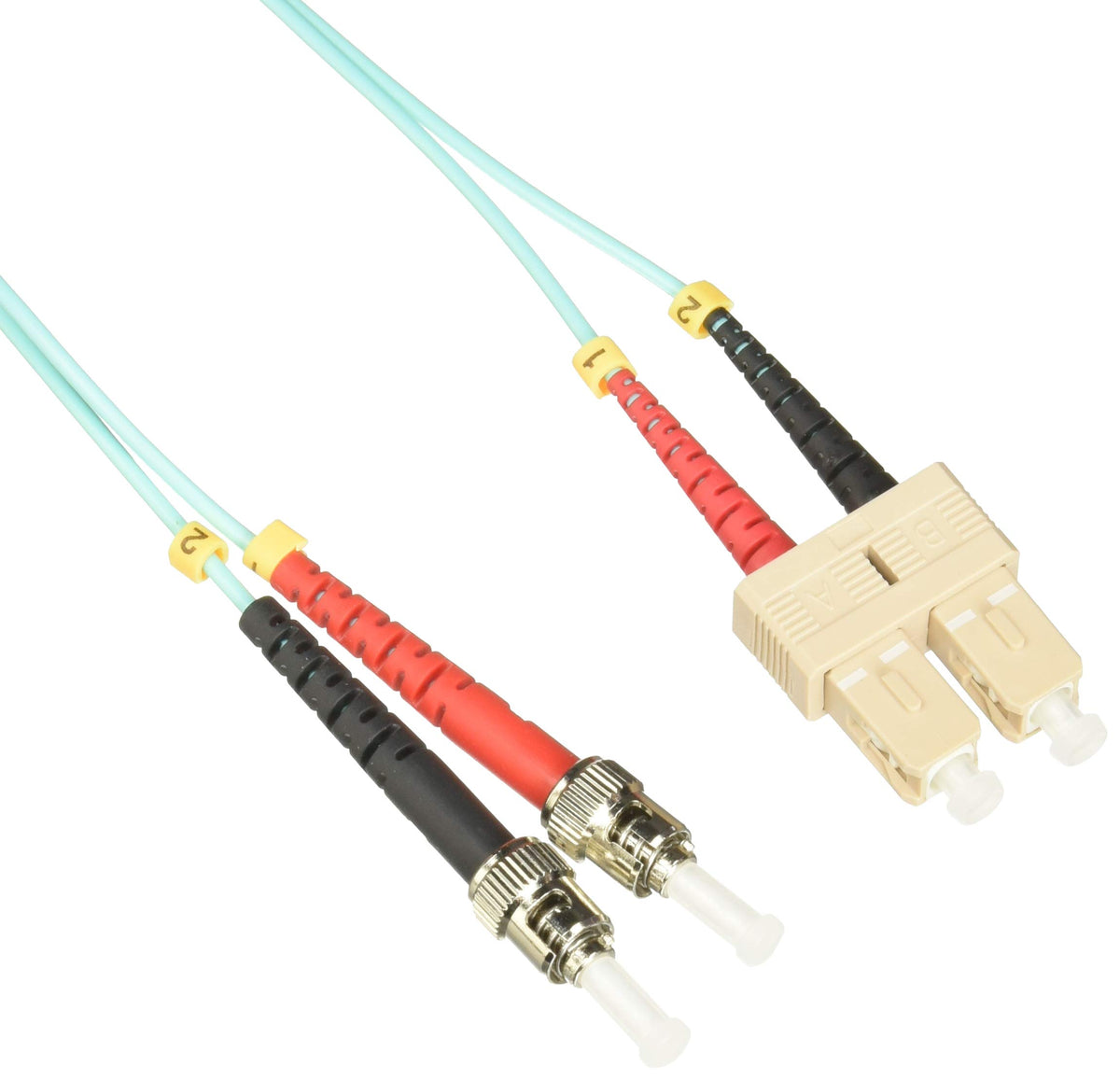 AddOn This is A 2M SC (Male) to ST (Male) Aqua Duplex Riser-Rated Fiber Patch Cable. A