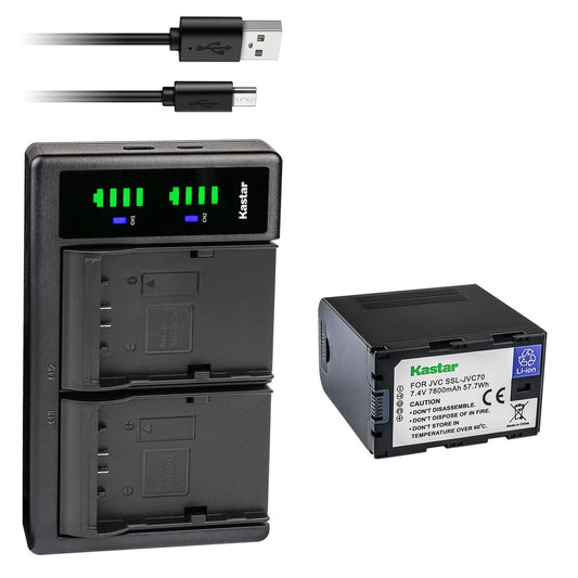 Kastar 1-Pack Battery and LTD2 USB Charger Replacement for JVC GY-HMQ10, GY-HMQ10E, GY-LS300, GY-LS300CHU, GY-HM200, GY-HM200U, GY-HM200HW