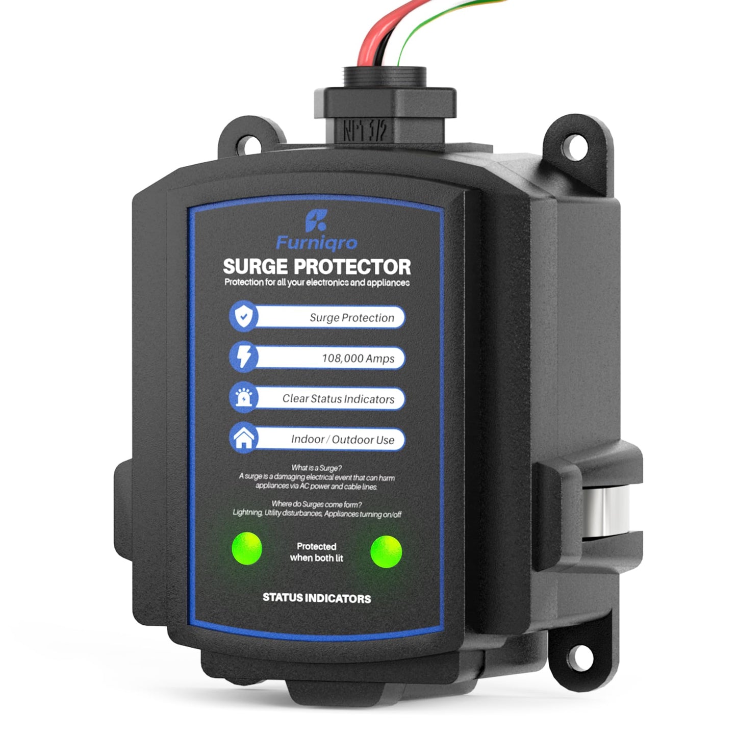 Furniqro FHSPD108S Whole House Surge Protector for 108,000 Amps, Ultimate Surge Protection, Whole Home Surge Protector for Indoor/Outdoor Use