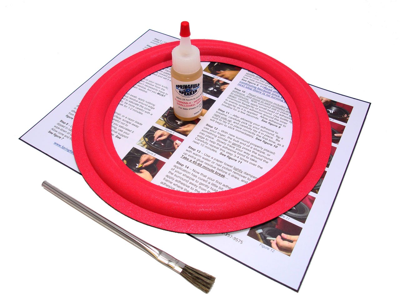 Springfield Speaker 10" Single Foam Surround Edge Repair Kit - 1 Speaker Kit - Compatible with Cerwin Vega 101W-2, 101W2, 101-W2, 102-WT, 102WT