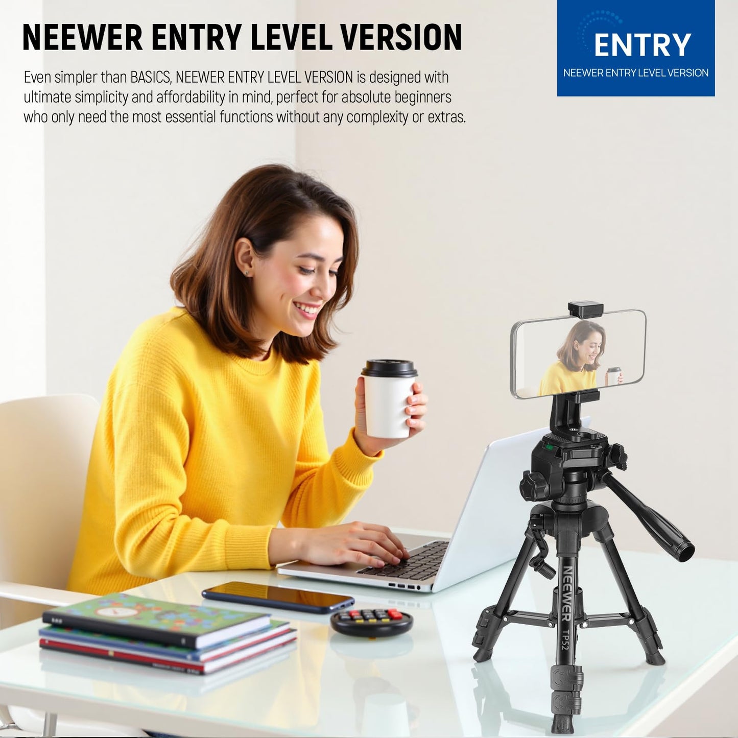 NEEWER Entry Level Version Mini Desk Phone Tripod Compatible with iPhone for Video Recording, Small Compact Table Top DSLR Camera Camcorder Webcam