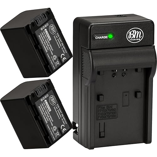 NPFV70 Battery & Charger Kit for Sony DCR-SX63 DCR-SX65 DCR-SX83 DCR-SX85 Handycam Camcorder - Includes Qty 2 NP-FV70 Batteries + AC/DC Battery