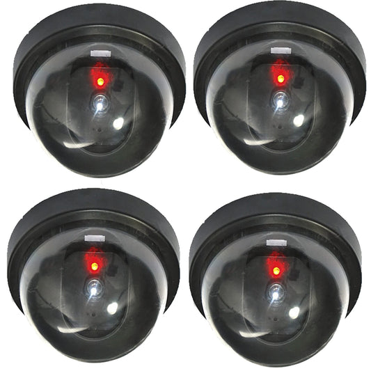 hosecurity (4 Pack Dummy Security Camera, Fake Security Dome Camera with Realistic Look, One Flash Red LED Light for Indoor and Outdoor Use
