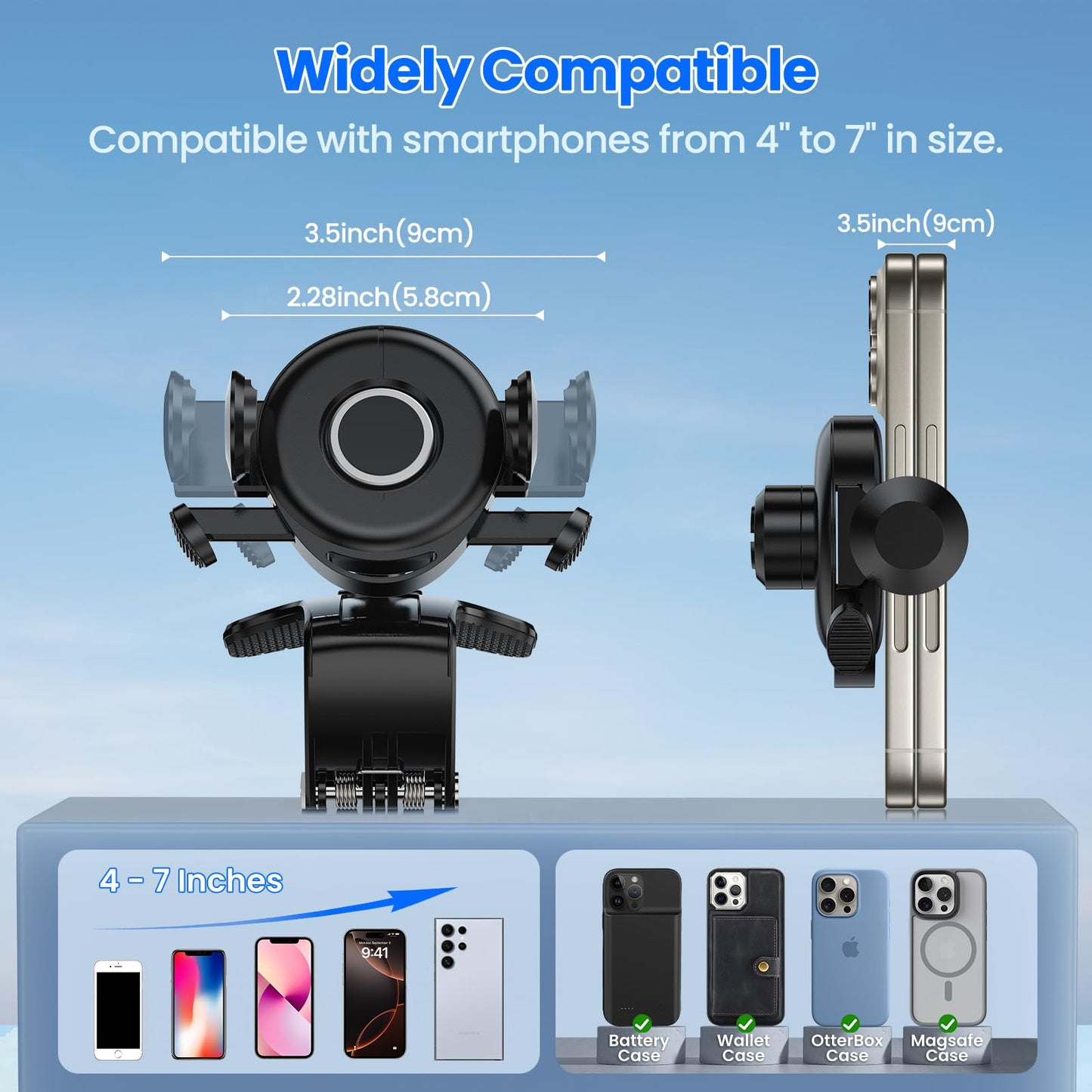 RIEMKSL Car Phone Holder Dashboard Phone Mount, 2025 Upgraded 360 Degree Rotation Multifunctional Clip Design, Universal Car Phone Mount Compatible