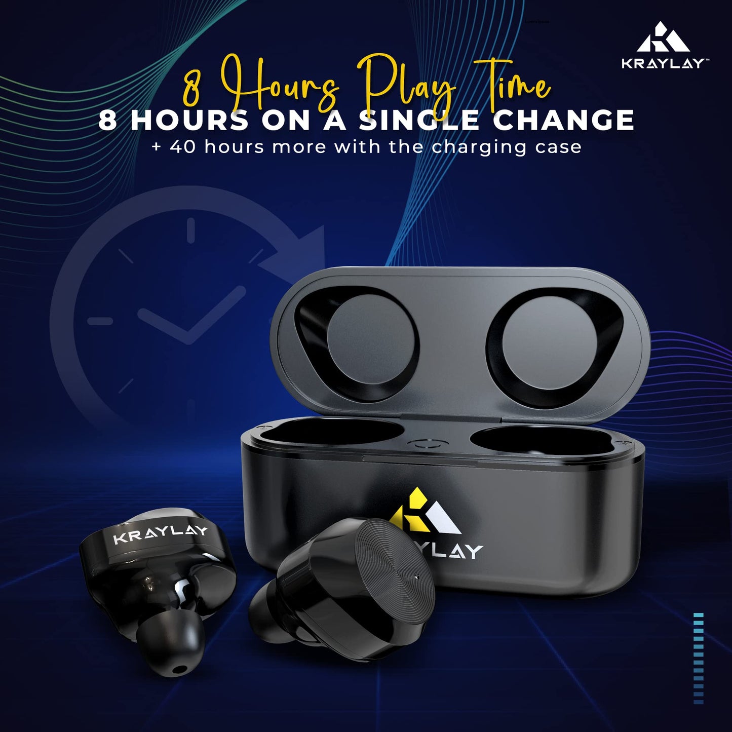 Kraylay Wireless Earbuds | Bluetooth 5.3 Earbuds with 40H Playtime | IPX7 Waterproof | Memory Foam Ear Tips | Ear Phones with Cable | Won't Fall Out…