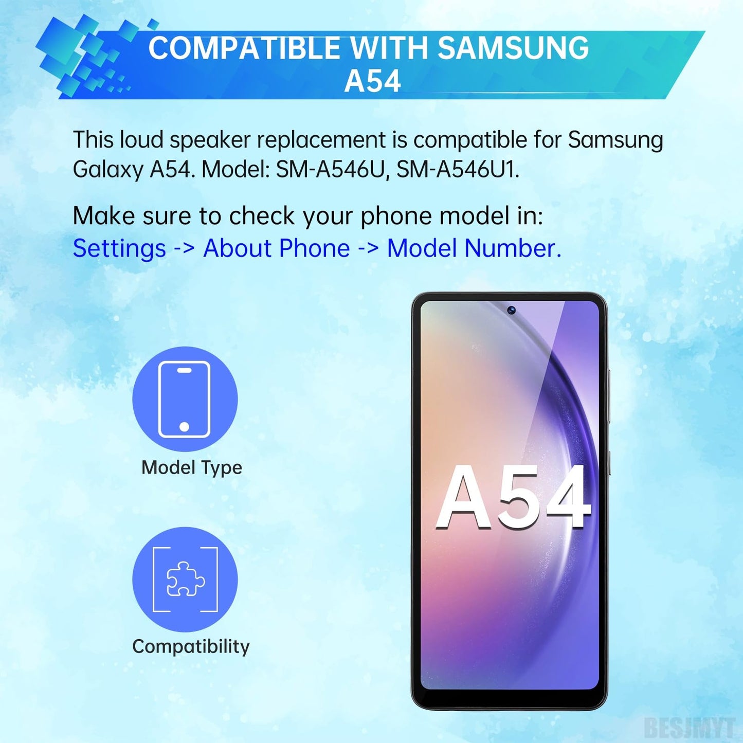 BESJMYT Loud Speaker Replacement with Bracket for Samsung Galaxy A54 Ringer Ringtone Loudspeaker Module Replace Clear Sound Buzzer Repair for Samsung