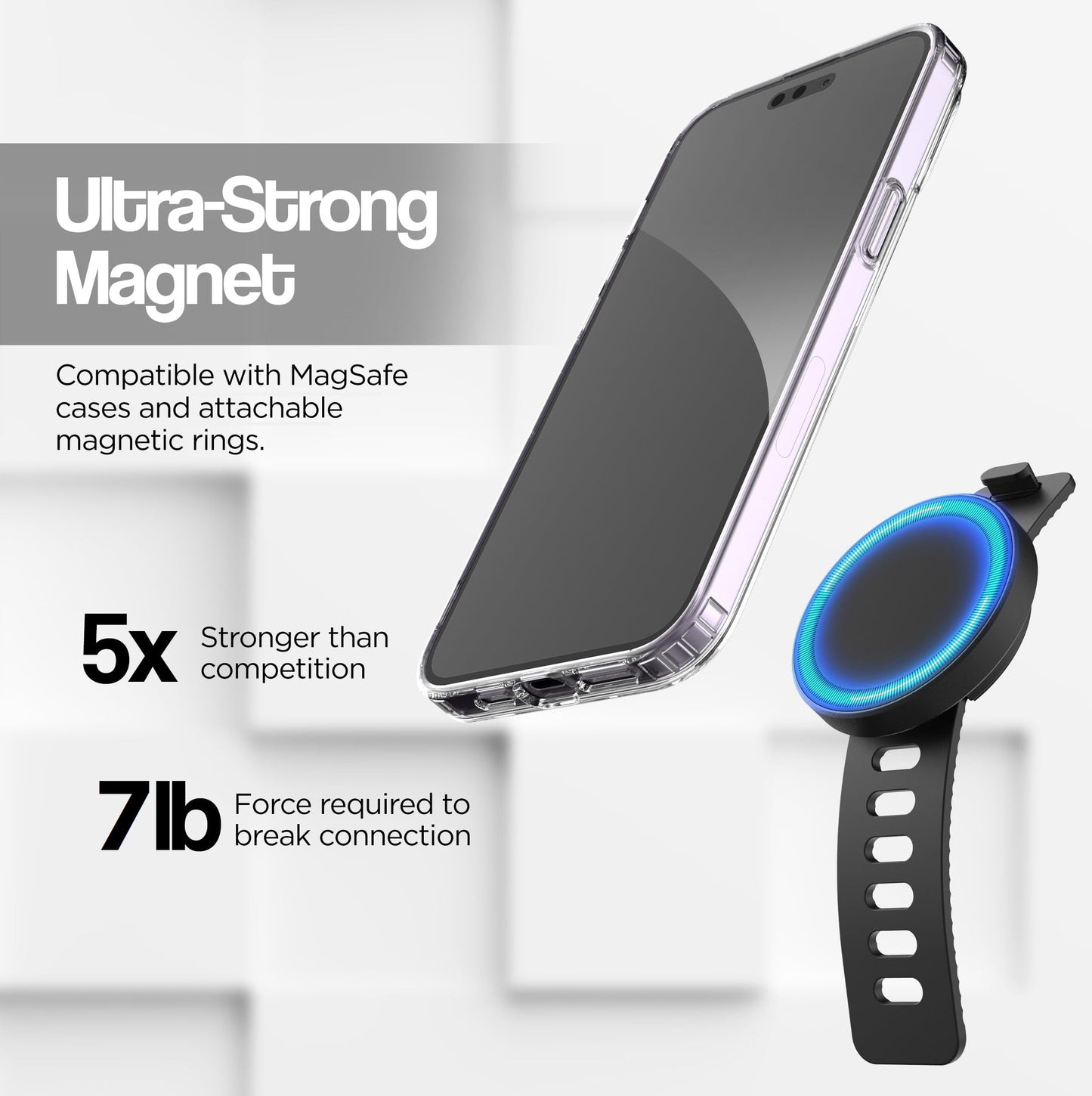 ENCASED Grip-X Magnetic Bar Mount, Compatible with MagSafe - Phone Holder for Gym, Home Fitness Bikes, Workout Equipment, Stroller and Cart Handlebars