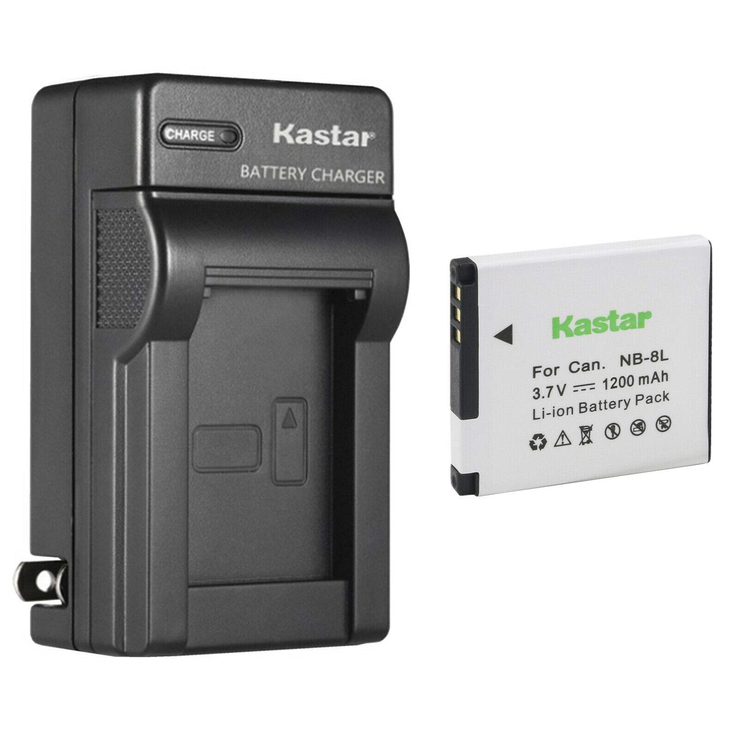 Kastar 1-Pack Battery and AC Wall Charger Replacement for Canon NB-8L NB8L, NB-8LH NB8LH Battery, Canon CB-2LA, CB-2LAE Charger, Canon PowerShot