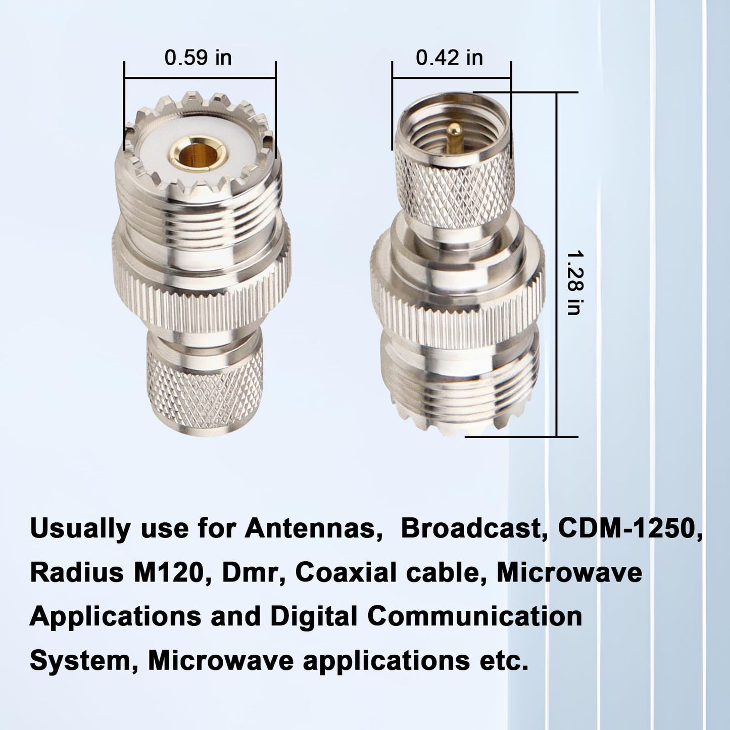 MOOKEERF Mini UHF PL259 to UHF SO239 Connector - mini UHF Male to UHF Female Coax Adapters RF Adapter 2Packs