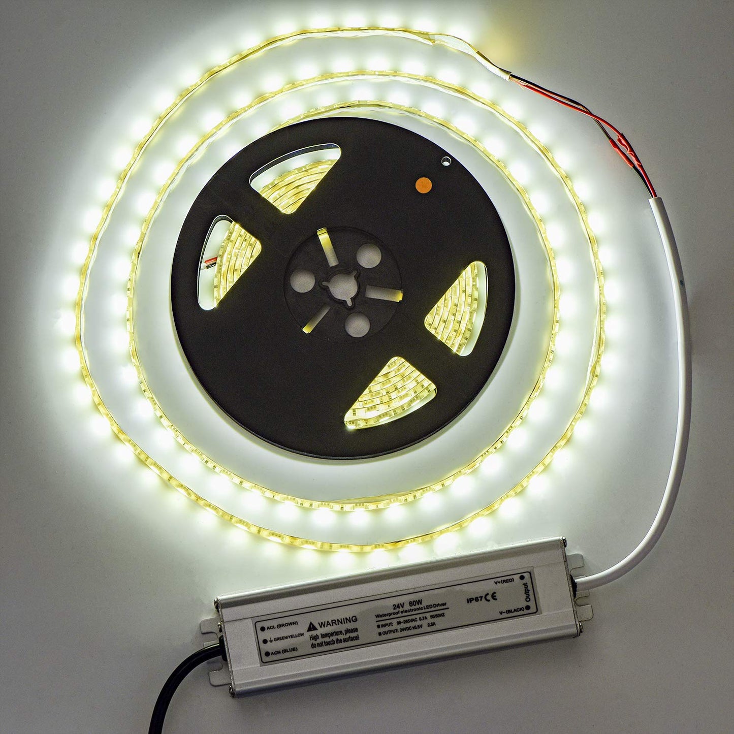 LED Driver 60 Watts 24V DC Low Voltage Transformer? Waterproof IP67 LED Power Supply, Adapter with 3-Prong Plug 3.3 Feet Cable for Any 24V DC led