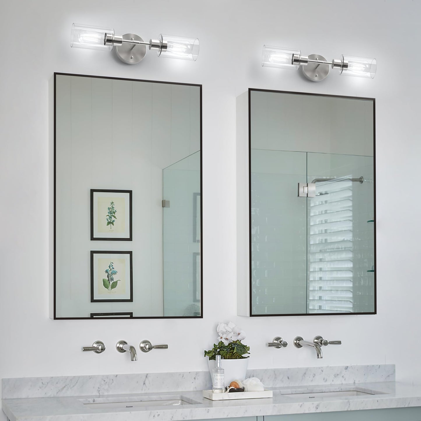 Espird Bathroom Light Fixtures 2 Light Brushed Nickle, Bathroom Vanity Lights Over Mirror, Bathroom Sconces Wall Lighting?Farmhouse Vanity Light