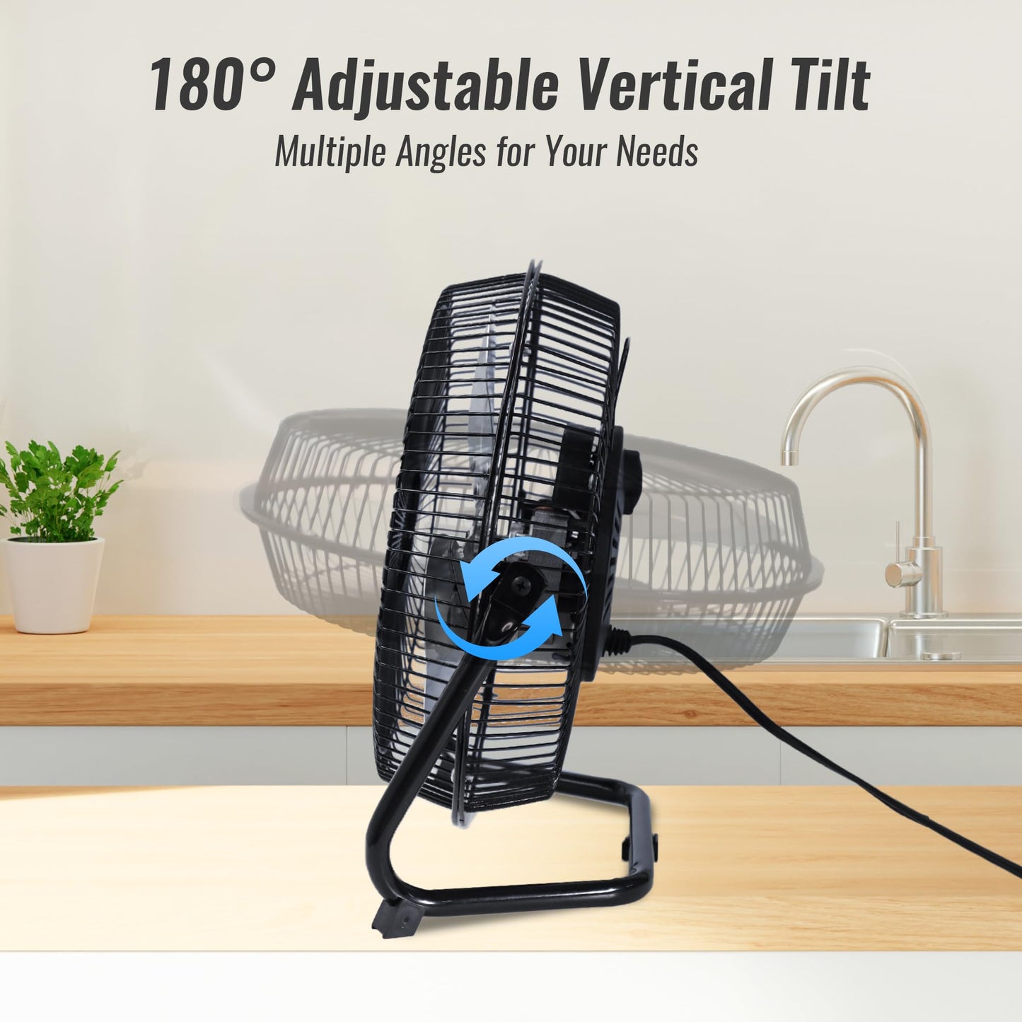 BEYOND BREEZE 9 Inch Metal Floor Fan with Upgraded Airflow, Black