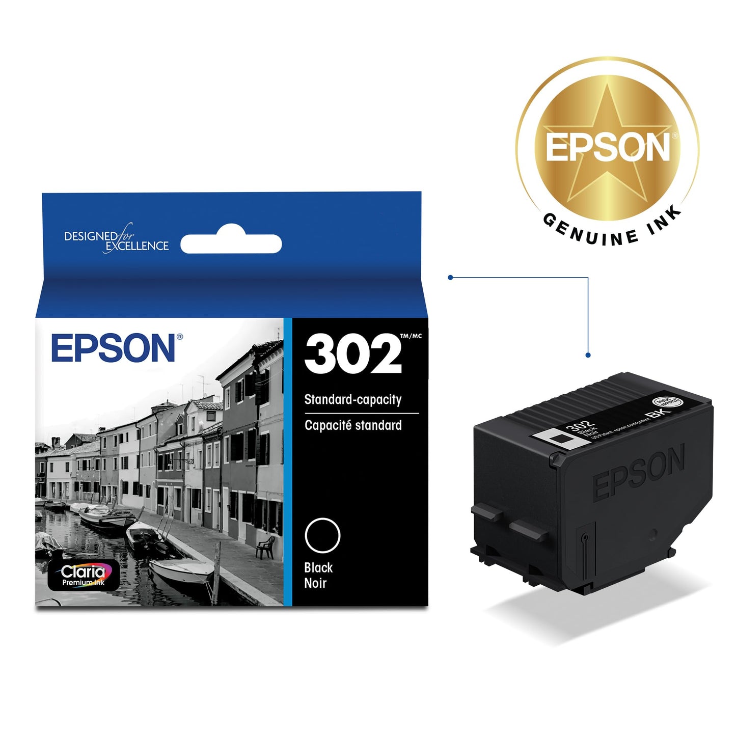EPSON 302 Claria Premium Ink Standard Capacity (T302020-S) Works with Expression XP-6000, 6100